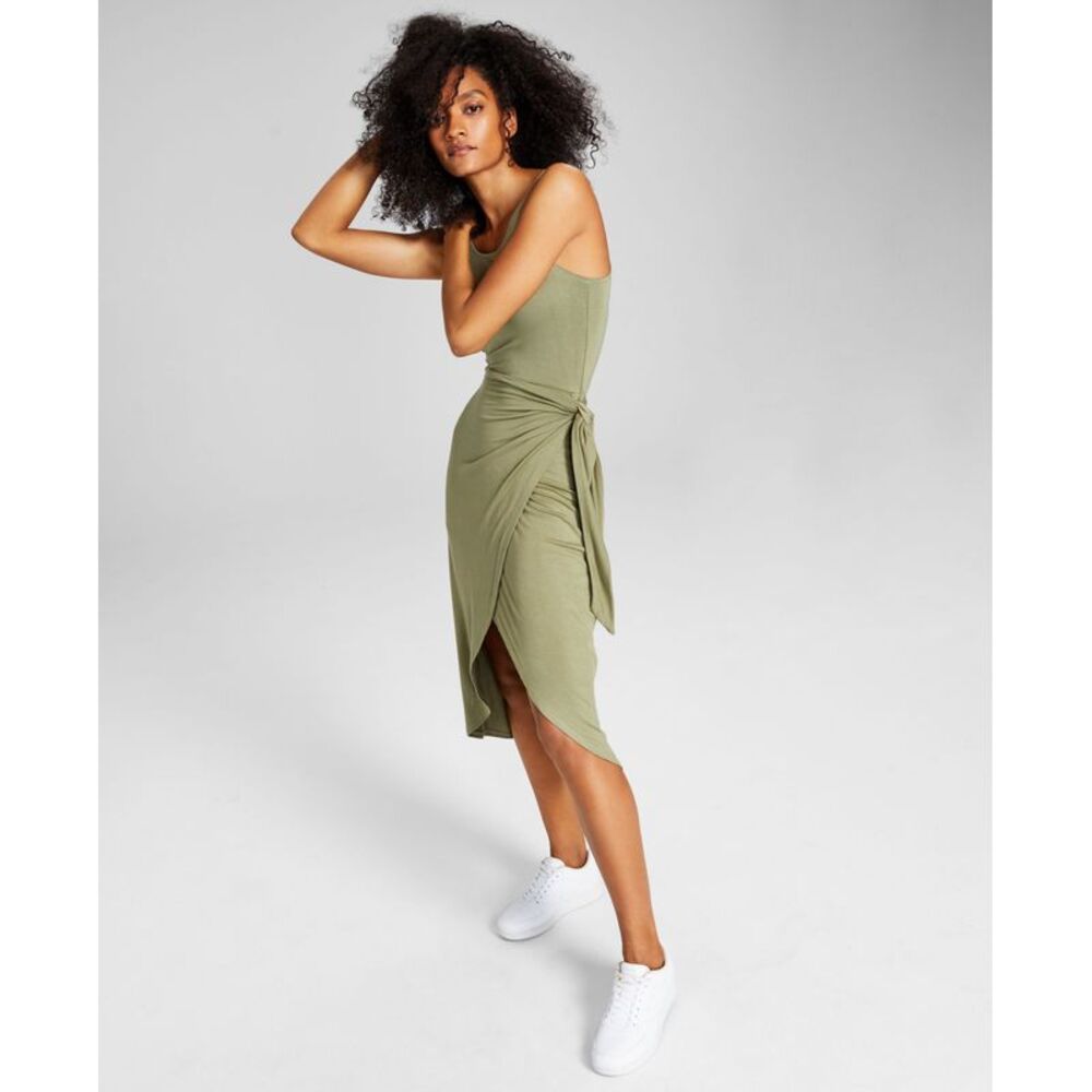 And Now This Women's Knit Side-Tie Tulip Midi Dress